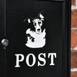 Black & White "Oxford" Border Collie Wall Mounted Post Box -House Sign Discount Store dsc 6868