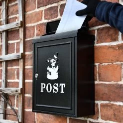 Black & White "Oxford" Border Collie Wall Mounted Post Box -House Sign Discount Store dsc 6897