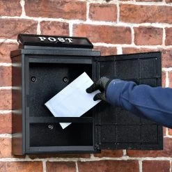 Black & White "Oxford" Border Collie Wall Mounted Post Box -House Sign Discount Store dsc 6903