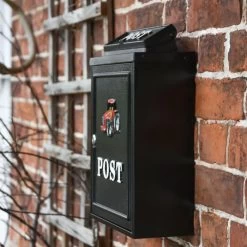 Black & Red "Oxford" Tractor Wall Mounted Post Box -House Sign Discount Store dsc 6923