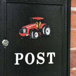 Black & Red "Oxford" Tractor Wall Mounted Post Box -House Sign Discount Store dsc 6929