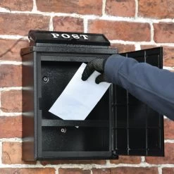 Black & Red "Oxford" Tractor Wall Mounted Post Box -House Sign Discount Store dsc 6967