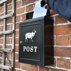 Black "Oxford Down" Wall Mounted Post Box -House Sign Discount Store dsc 7023