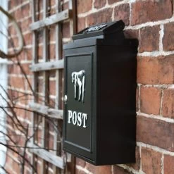 Black & White "Oxford" Holstein Wall Mounted Post Box -House Sign Discount Store dsc 7047