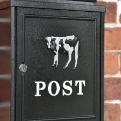 Black & White "Oxford" Holstein Wall Mounted Post Box -House Sign Discount Store dsc 7057