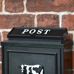 Black & White "Oxford" Holstein Wall Mounted Post Box -House Sign Discount Store dsc 7081