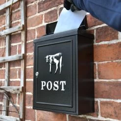 Black & White "Oxford" Holstein Wall Mounted Post Box -House Sign Discount Store dsc 7084