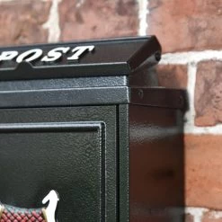 Black "Oxford" White Westie Wall Mounted Post Box -House Sign Discount Store dsc 7128