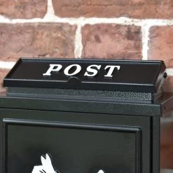 Black "Oxford" White Westie Wall Mounted Post Box -House Sign Discount Store dsc 7135