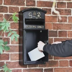 Black & Gold "Goldney" King George Curved Roof Post Box -House Sign Discount Store dsc 9464 copy