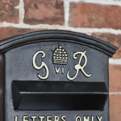 Black & Gold "Goldney" King George Curved Roof Post Box -House Sign Discount Store dsc 9493 copy