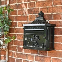 Plain Black Huntingdon Post Box -House Sign Discount Store front opening secure robust wall mounted post box