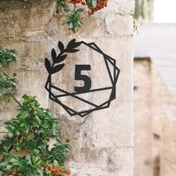 Geometric Leaf House Number Sign -House Sign Discount Store geometric leaf house number sign