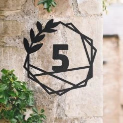 Geometric Leaf House Number Sign -House Sign Discount Store geometric leaf house number sign 2