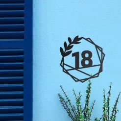 Geometric Leaf House Number Sign -House Sign Discount Store geometric leaf house number sign 5