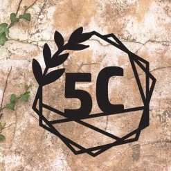 Geometric Leaf House Number Sign -House Sign Discount Store geometric leaf house number sign 6