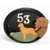 "Lincoln" Hand Painted Golden Retreiver House Plaque -House Sign Discount Store golden retriever number sign hand painted finish