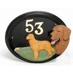 "Lincoln" Hand Painted Golden Retreiver House Plaque