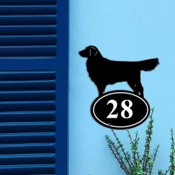 Golden Retriever Iron House Number Sign -House Sign Discount Store golden retriever house number sign 3