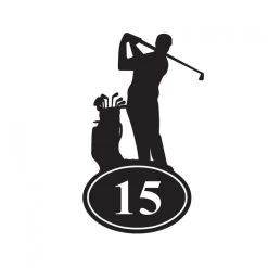 Golfer Iron House Number Sign