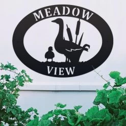 Black 'Goose & Gosling' Iron Oval House Sign -House Sign Discount Store goose gosling iron oval house sign