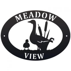 Black 'Goose & Gosling' Iron Oval House Sign