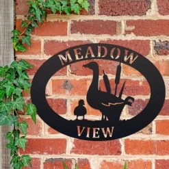 Black 'Goose & Gosling' Iron Oval House Sign -House Sign Discount Store goose gosling iron oval house sign 2