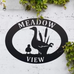 Black 'Goose & Gosling' Iron Oval House Sign -House Sign Discount Store goose gosling iron oval house sign 4