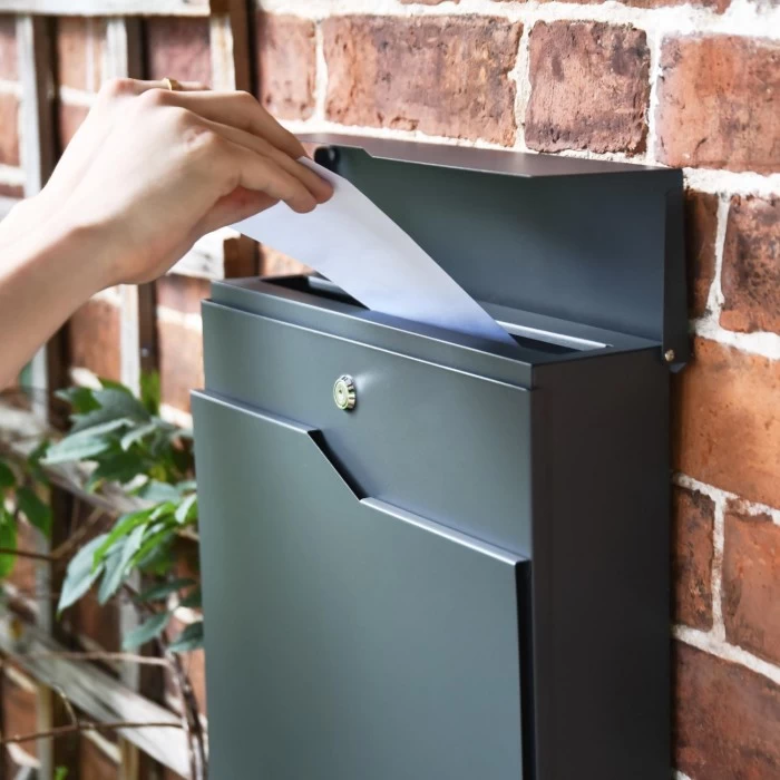 Granite Grey "Staggered" Wall Mounted Post Box & Newspaper Holder 4 Granite Grey "Staggered" Wall Mounted Post Box & Newspaper Holder - Image 2