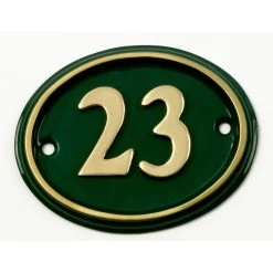 Polished Brass & Green Cast Oval House Number Sign -House Sign Discount Store green cast brass oval house number 23