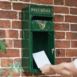 Green & Gold "Irish Harp" Slim Wall Mounted Post And Parcel Box -House Sign Discount Store green gold irish harp slim wall mounted post and parcel box 4