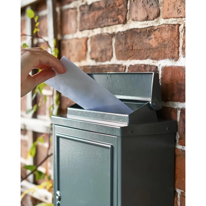 Grey "Oxford" Wall Mounted Post Box With Silver Text 4 Grey "Oxford" Wall Mounted Post Box With Silver Text - Image 2