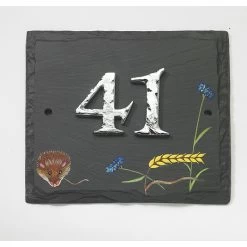 Hand Painted "Harvest Mouse" Slate Number Sign