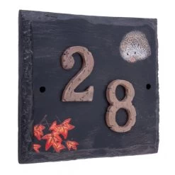 "Helmsford House" Hedgehog Slate House Number Sign -House Sign Discount Store hedgehog slate effect house number 1