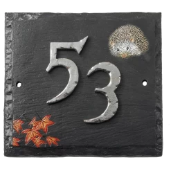 "Helmsford House" Hedgehog Slate House Number Sign