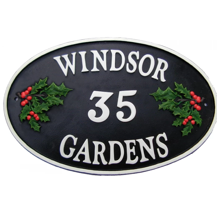 "Holly" Cast Iron Effect Oval House Name Sign 3 "Holly" Cast Iron Effect Oval House Name Sign