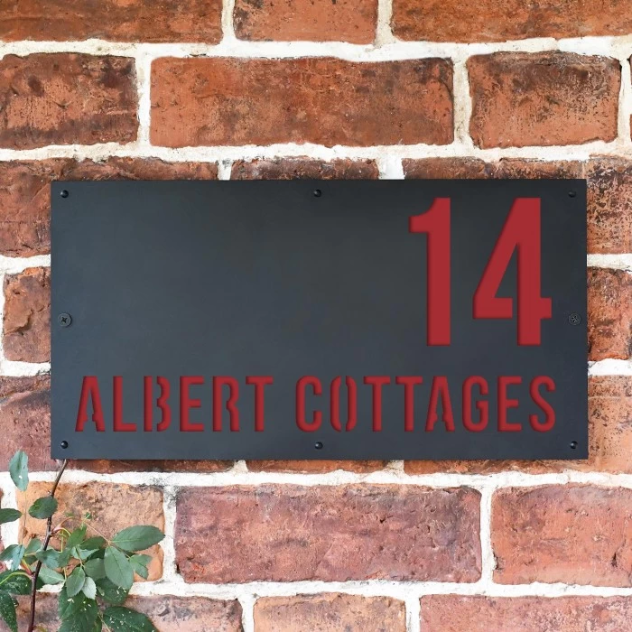 Signal Red "Albert" House Sign 3 Signal Red "Albert" House Sign