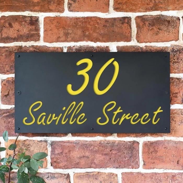 Zinc Yellow "Saville" House Sign
