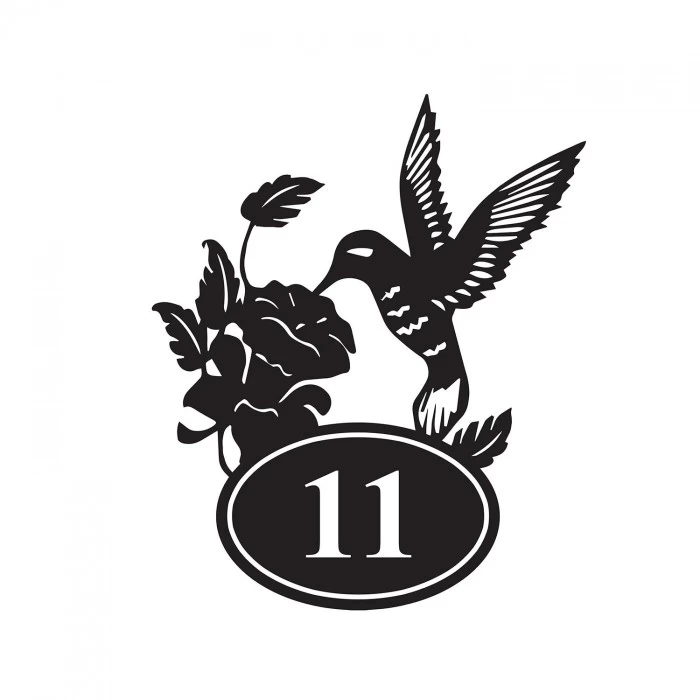 Hummingbird Iron House Number Sign 3 Hummingbird Iron House Number Sign