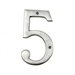 Large Satin Chrome House Numbers -House Sign Discount Store large brush silver 5 copy