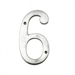 Large Satin Chrome House Numbers -House Sign Discount Store large brush silver 6 copy