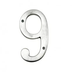 Large Satin Chrome House Numbers -House Sign Discount Store large brush silver 9 copy
