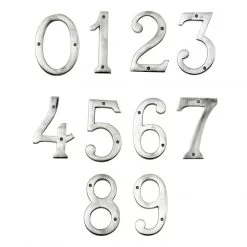 Large Satin Chrome House Numbers -House Sign Discount Store large brushed silver numbers 1