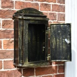 “Dusted Treasures” Antique Bronze Wall Mounted Post Box -House Sign Discount Store lb1002 mailbox on house wall lockable open door