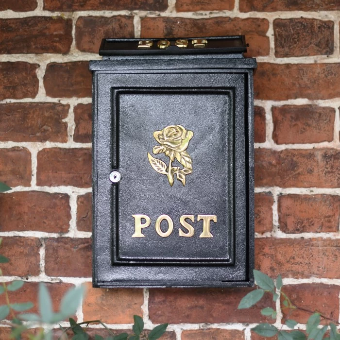 Deluxe Polished Brass “Tudor Rose” Wall Mounted Post Box - Image 3