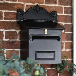 Black Goldhay Secure Post And Parcel Box -House Sign Discount Store lb1018 black on town house wall 2