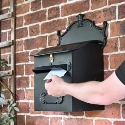 “Espresso” Black Goldhay Secure Post And Parcel Box -House Sign Discount Store lb1018 dlx blk 3 1