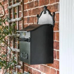 “Espresso” Black Goldhay Secure Post And Parcel Box -House Sign Discount Store lb1018 dlx blk 4 1