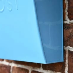 “Spring Skies” Light Blue Contemporary Post Box With Lock -House Sign Discount Store lb1153.lock . pb 3