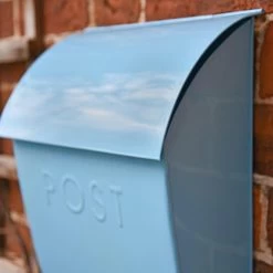 “Spring Skies” Light Blue Contemporary Post Box With Lock -House Sign Discount Store lb1153.lock . pb 5